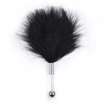 Feather tag, black color, plastic small wand with a ball