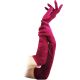 Women's long burgundy velvet gloves behind the elbow